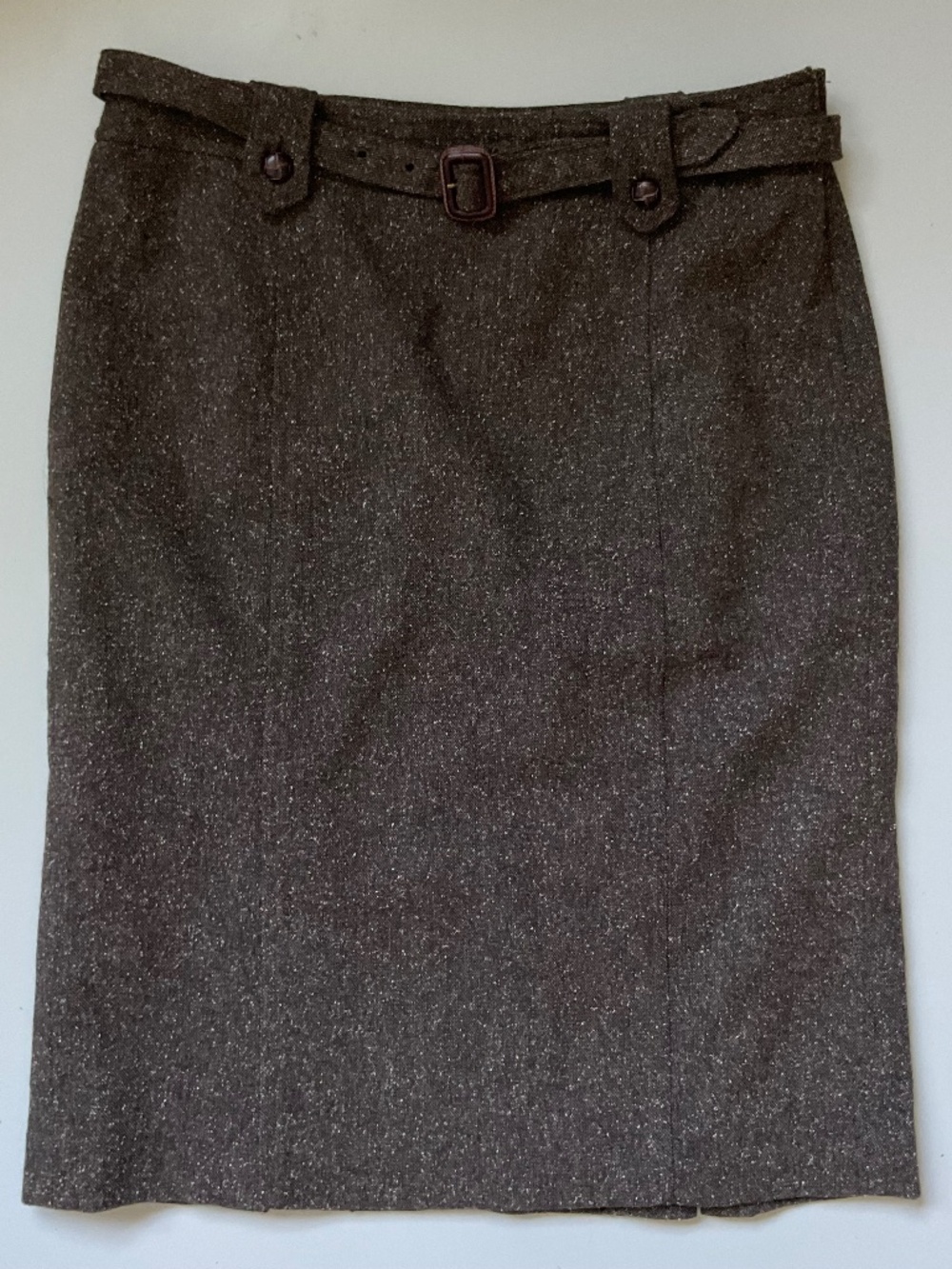Ann Taylor Size 0 Wool/Silk Below the Knee Brown Belted Skirt in Great Condition